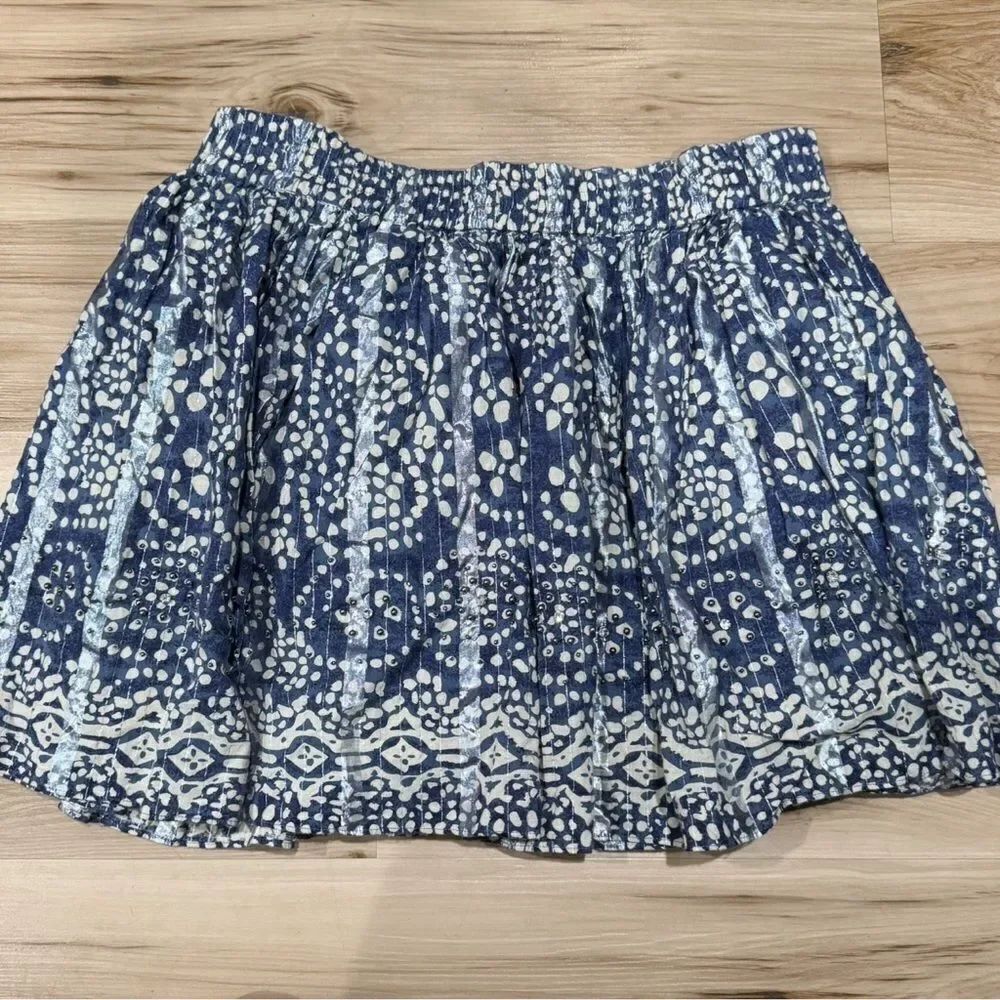 Sabine Metallic Blue White Dots Mini Skirt Women’s Medium
